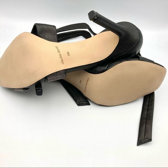 CHARLES DAVID Espionage Ankle Strap Sandal Leather Heels Pumps Size 9M - Picture 7 of 10
